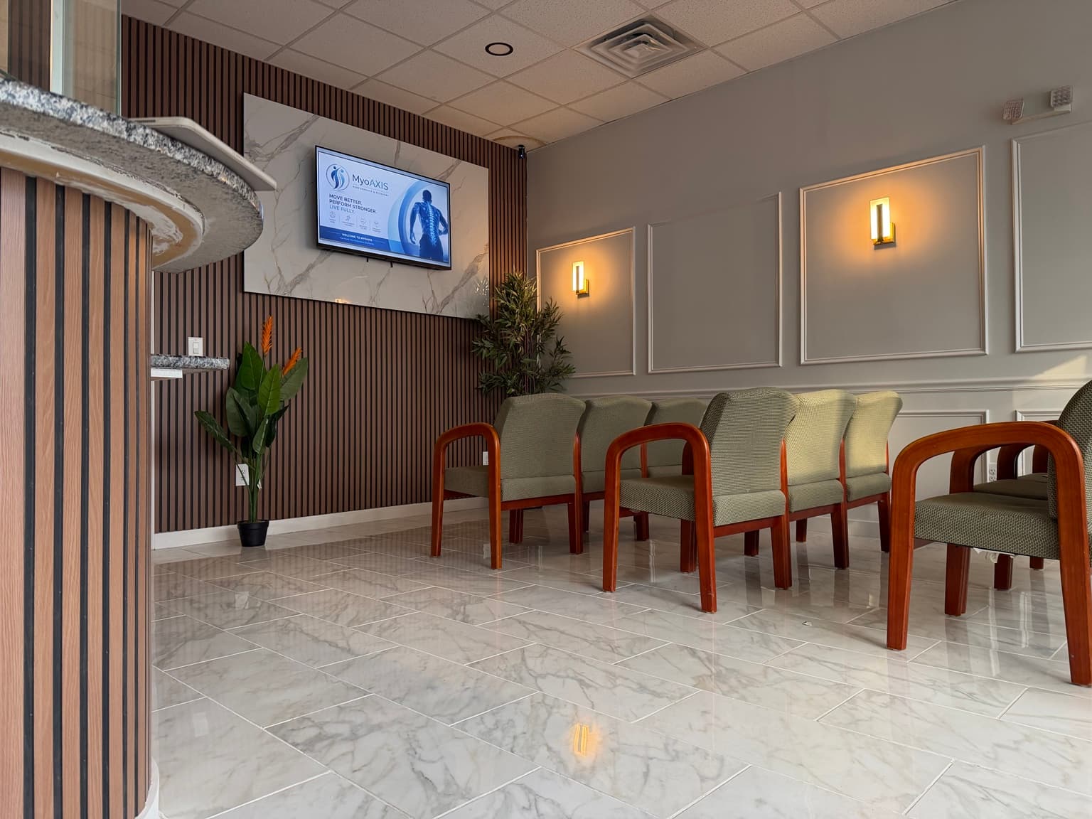 MyoAxis chiropractic clinic waiting room Jersey City